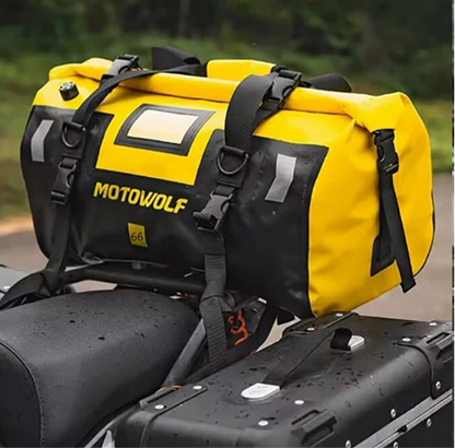 MotoWolf®️ WATERPROOF REAR MOUNT MOTORCYCLE DUFFLE BAG