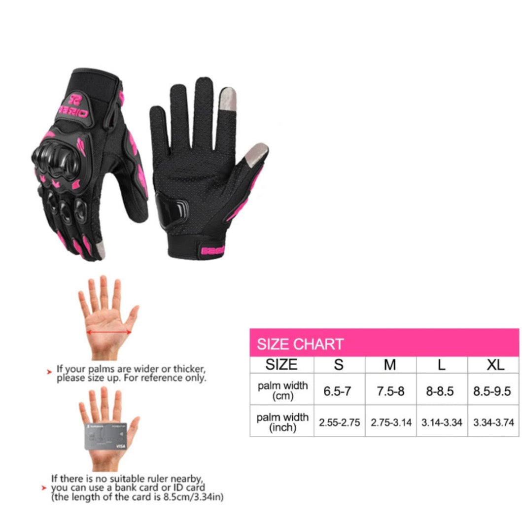 MotoCentric®️ HIGH IMPACT MOTORCYCLE GLOVES BLACK OR PINK