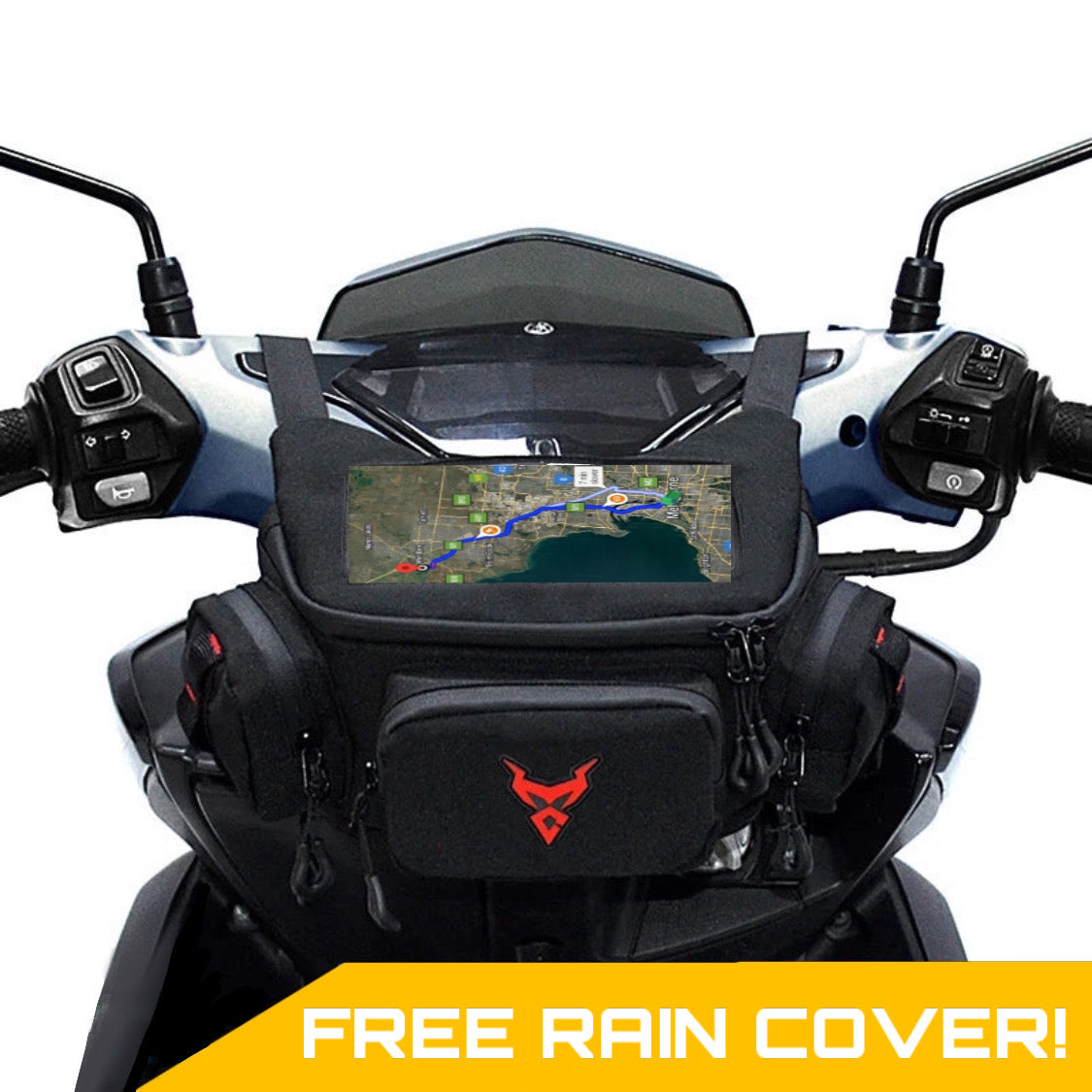 MotoCentric®️ WATERPROOF MOTORCYCLE BAG WITH SMART PHONE TOUCHSCREEN STORAGE + FREE RAIN COVER